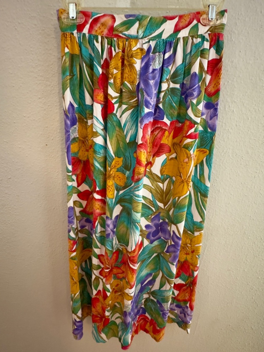 Vintage KORET Tropical Floral Maxi Skirt - 100% Rayon - Size S
